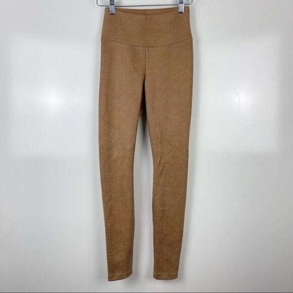 White House Black Market Runway Leggings Tan Faux Suede Snakeskin Print Size 00 - Picture 1 of 7